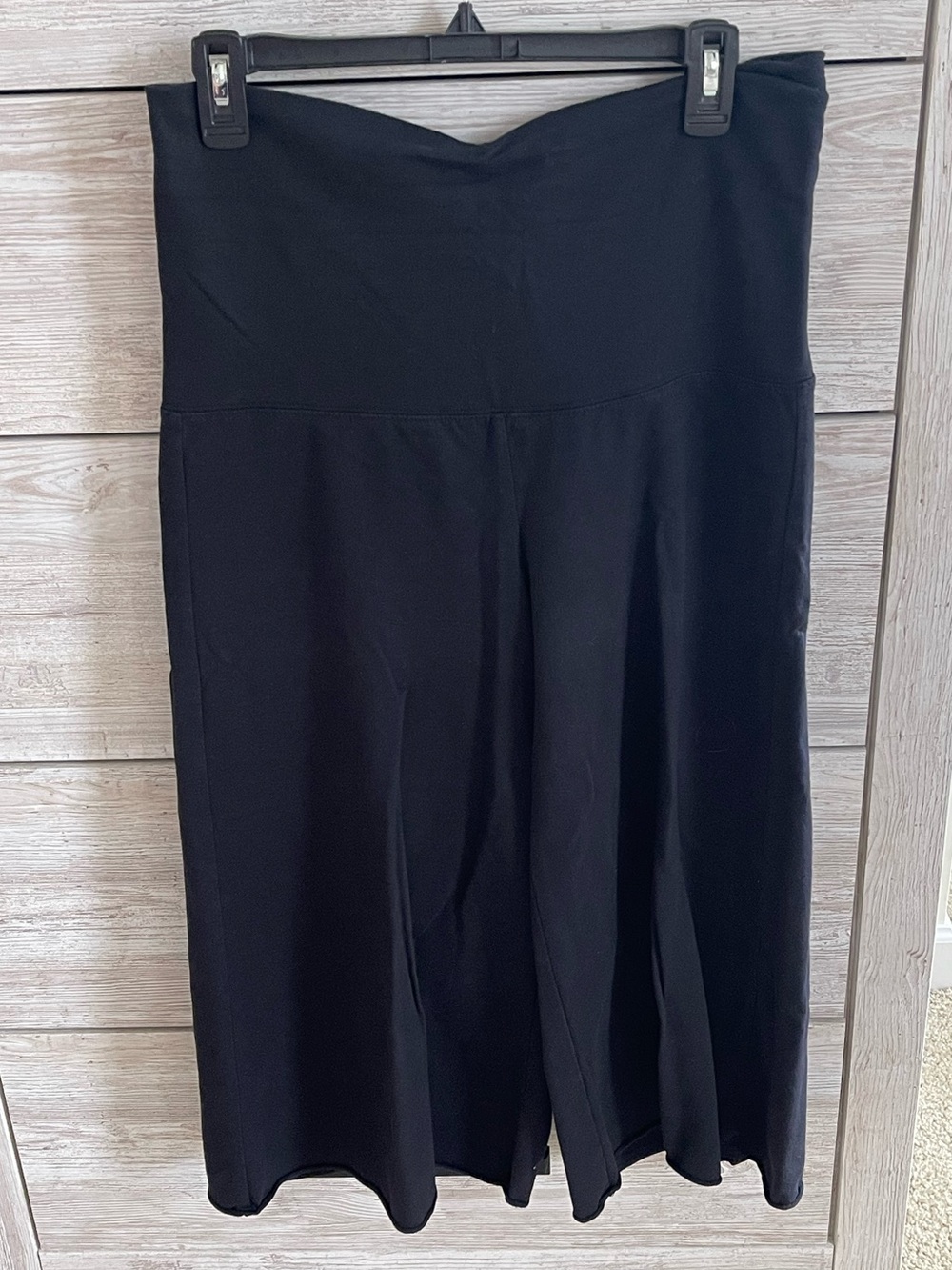 The Limited Black Foldover Waist French Terry Gaucho Crop Pants Medium Wide Leg